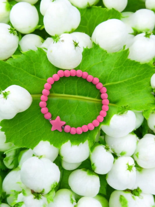 Bracelet enfant étoile perles rose