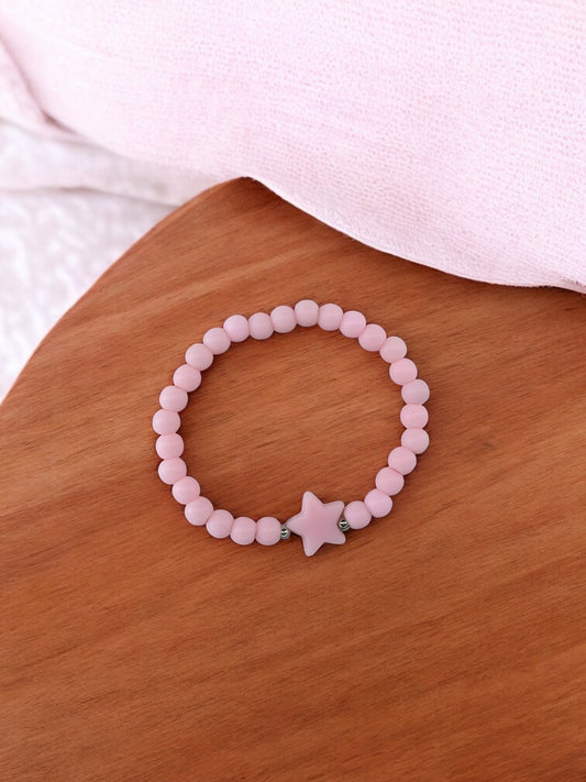 Bracelet enfant étoile perles rose clair