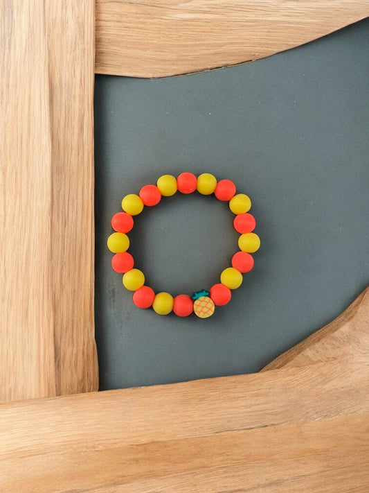 Bracelet enfant mélange perles orange jaune ananas