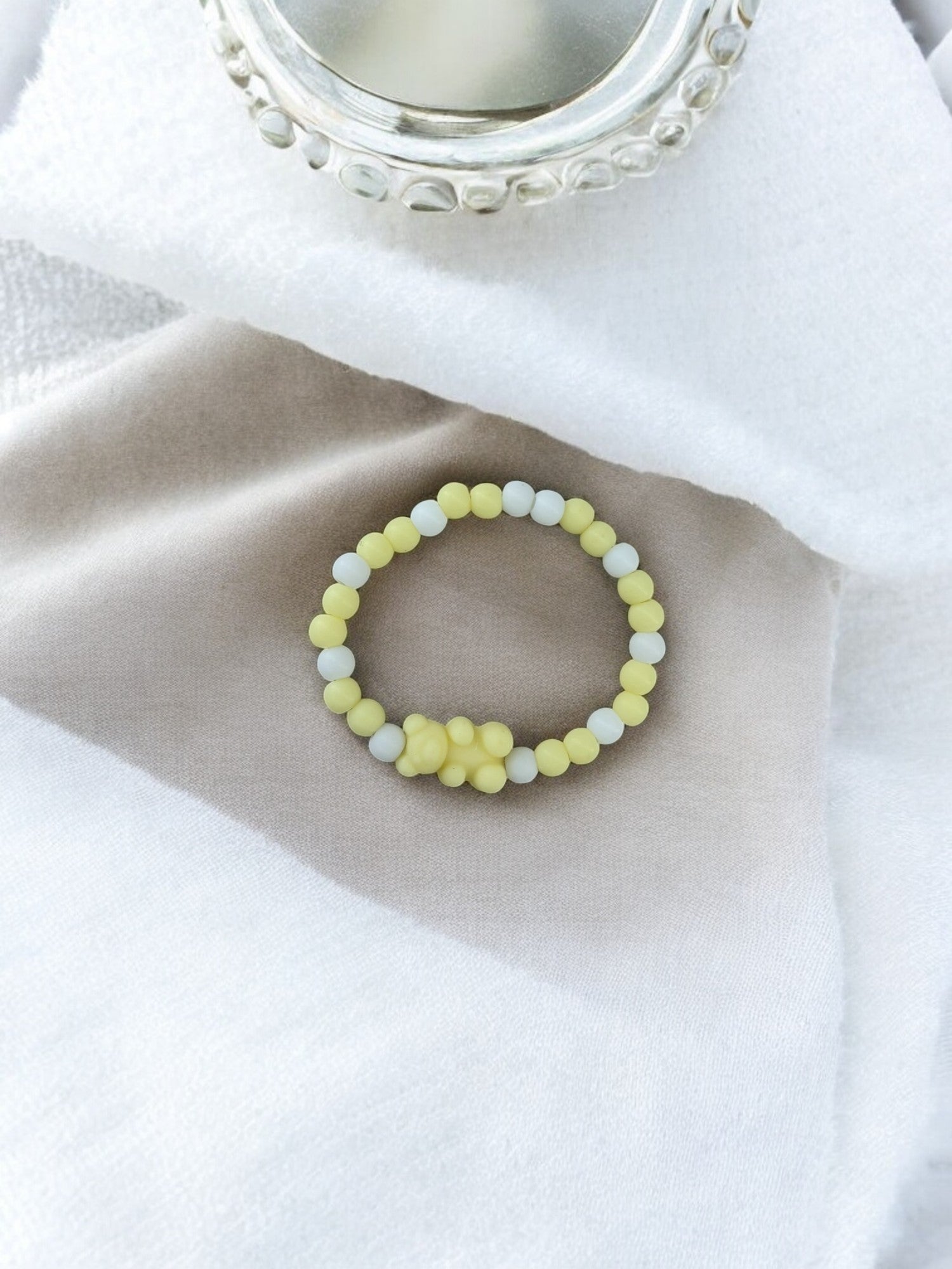 Bracelet enfant nounours alterné jaune clair