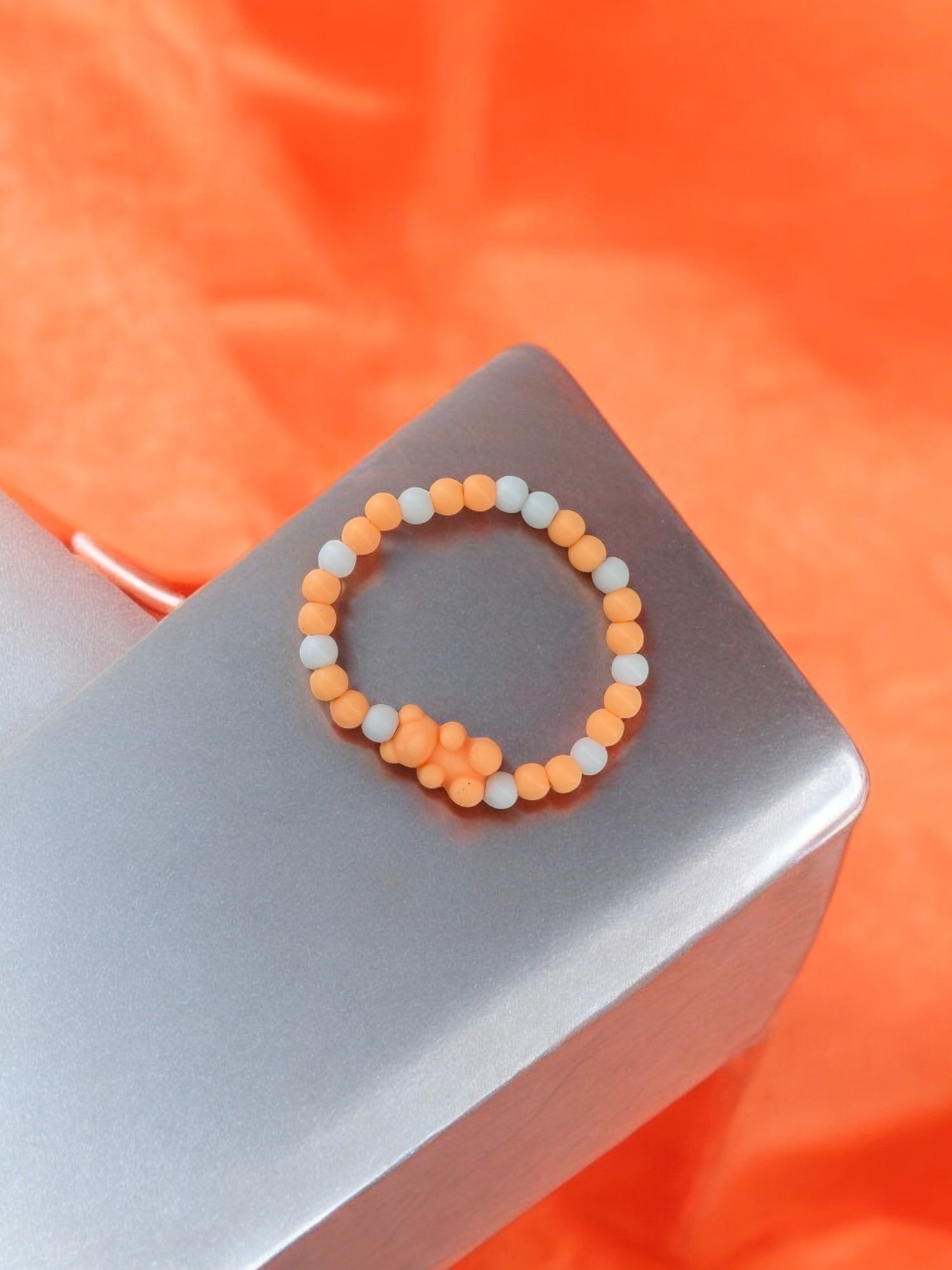 Bracelet enfant nounours alterné orange