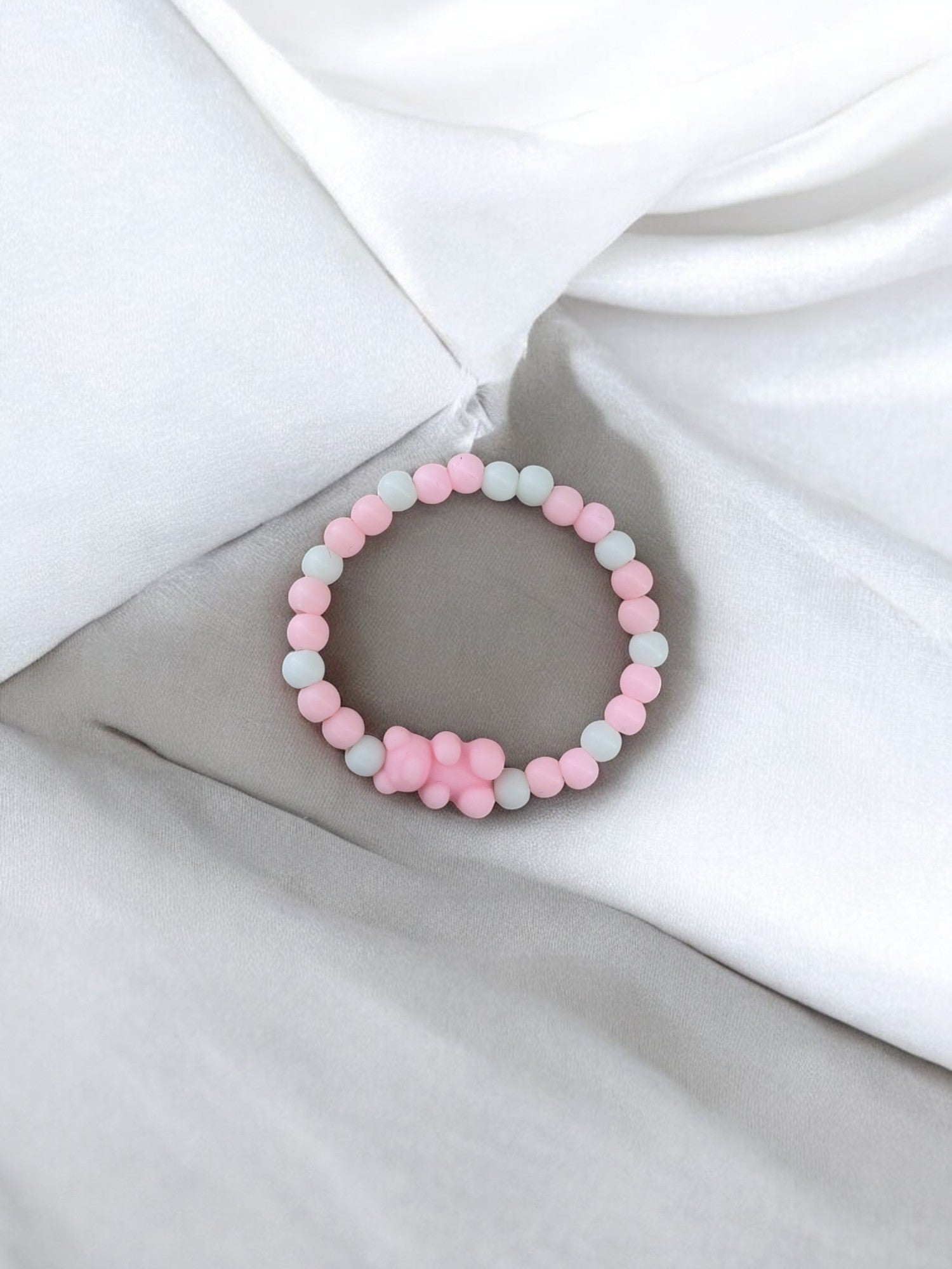 Bracelet enfant nounours alterné rose clair