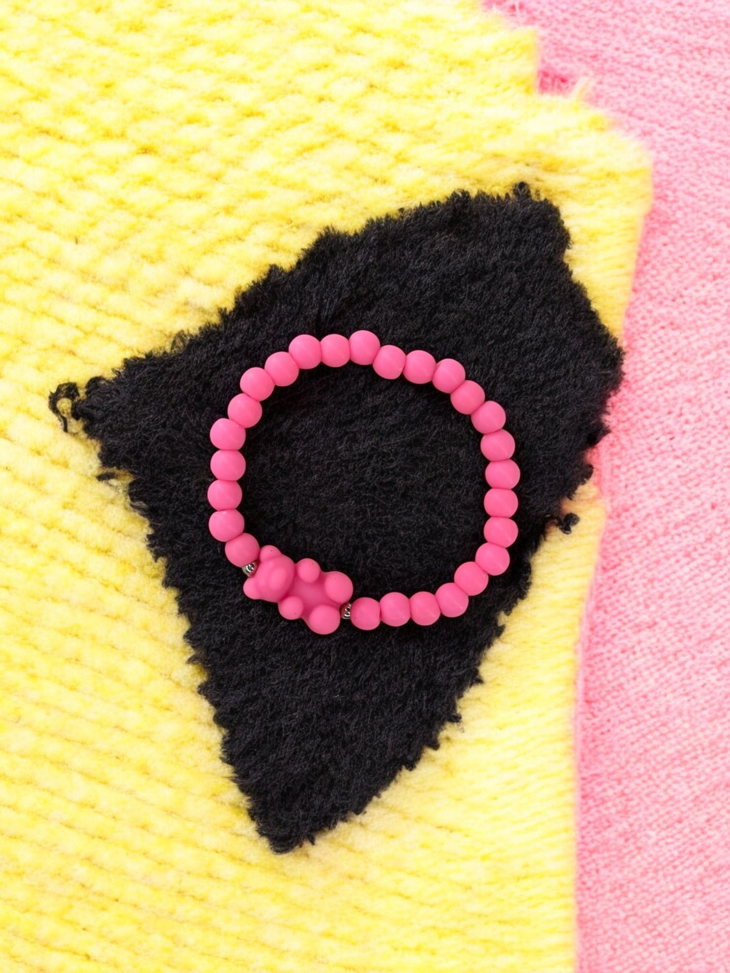 Bracelet enfant nounours perles rose