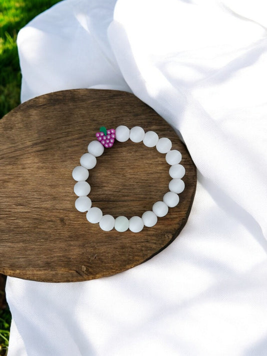 Bracelet enfant perles blanc raisin