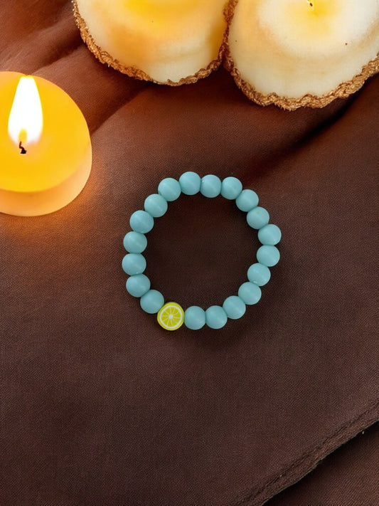 Bracelet enfant perles bleu clair citron
