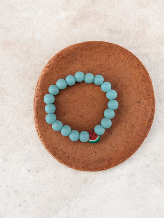 Bracelet enfant perles bleu clair pastèque