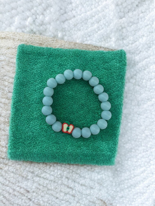 Bracelet enfant perles bleu clair pomme