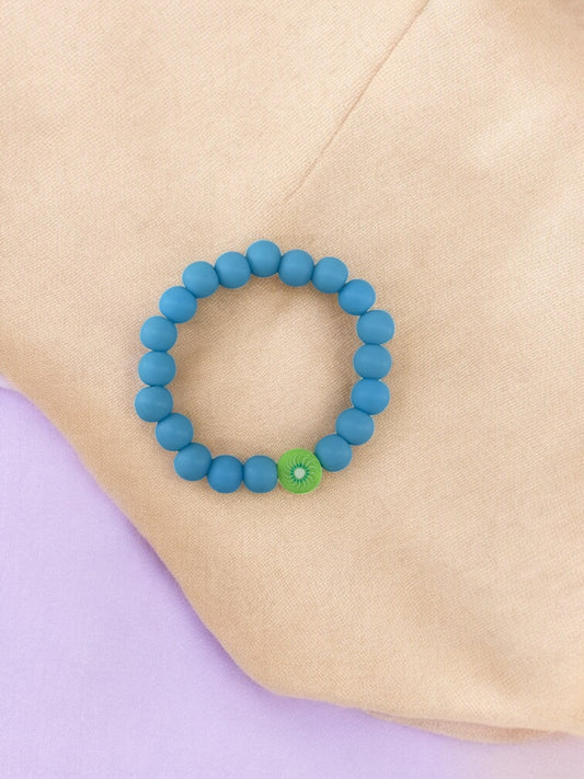 Bracelet enfant perles bleu foncé kiwi