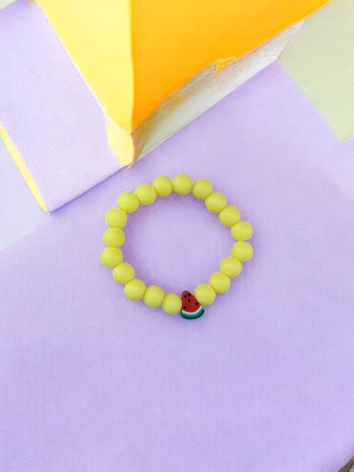 Bracelet enfant perles jaune pastèque