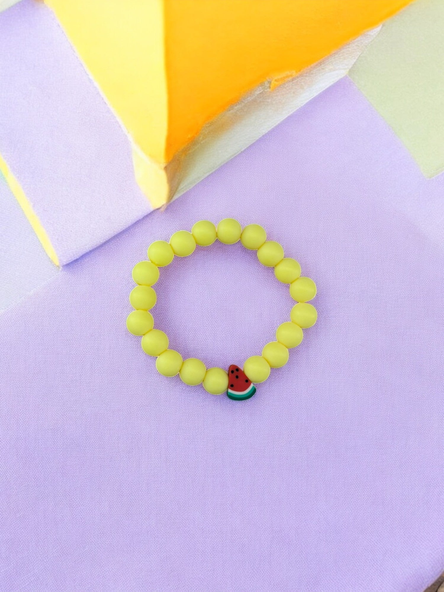 Bracelet enfant perles jaune pastèque