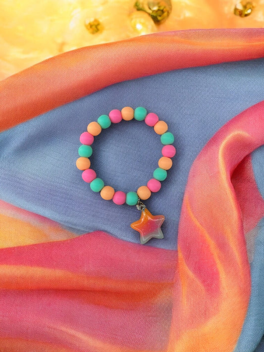 Bracelet enfant perles orange rose