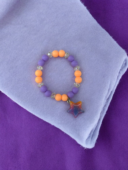 Bracelet enfant perles orange violet brillant