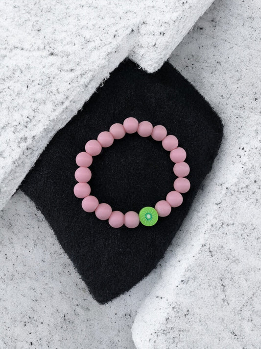 Bracelet enfant perles rose clair kiwi