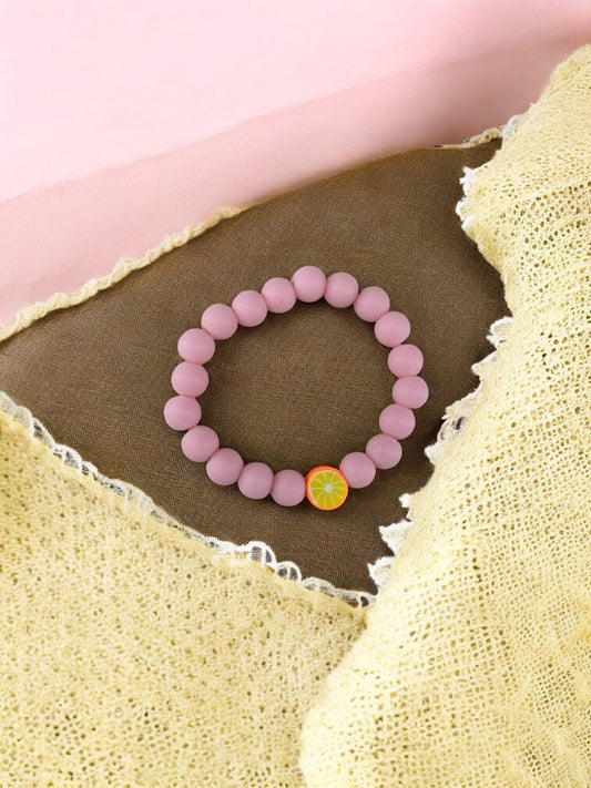 Bracelet enfant perles rose clair orange