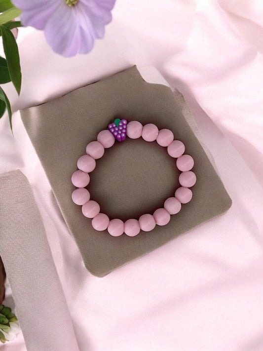 Bracelet enfant perles rose clair raisin