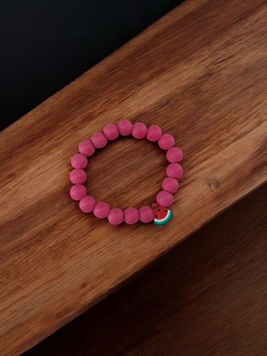 Bracelet enfant perles rose foncé pastèque