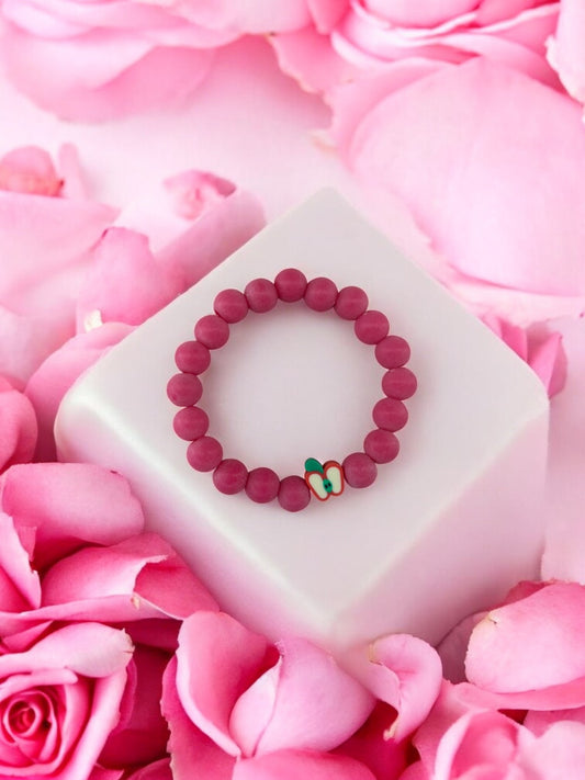 Bracelet enfant perles rose foncé pomme