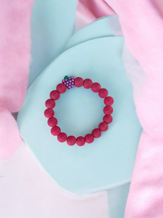 Bracelet enfant perles rose foncé raisin
