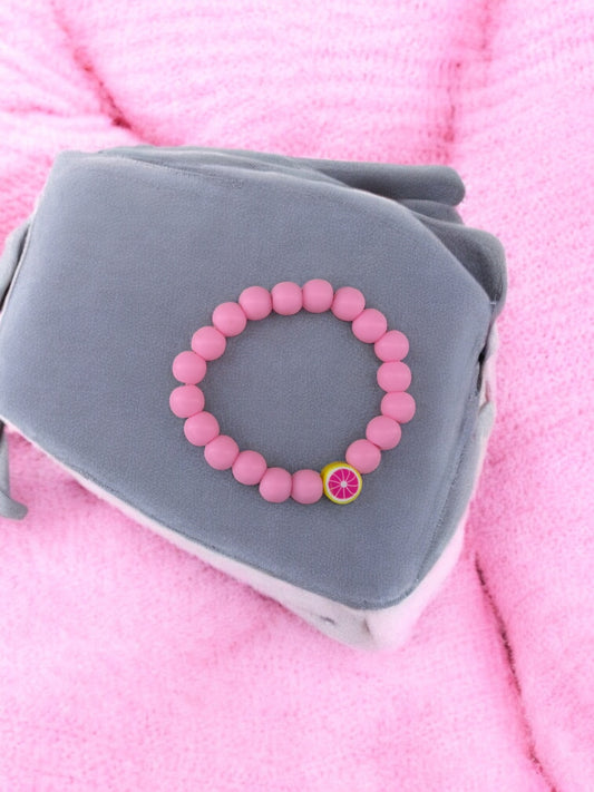 Bracelet enfant perles rose pamplemousse