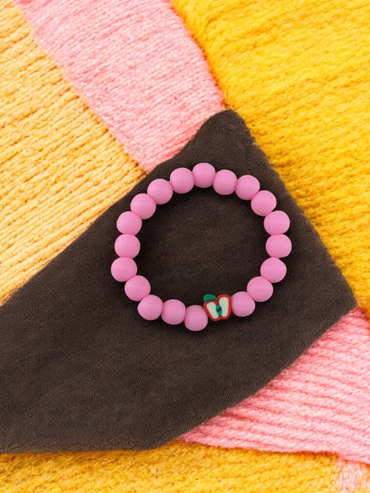 Bracelet enfant perles rose pomme