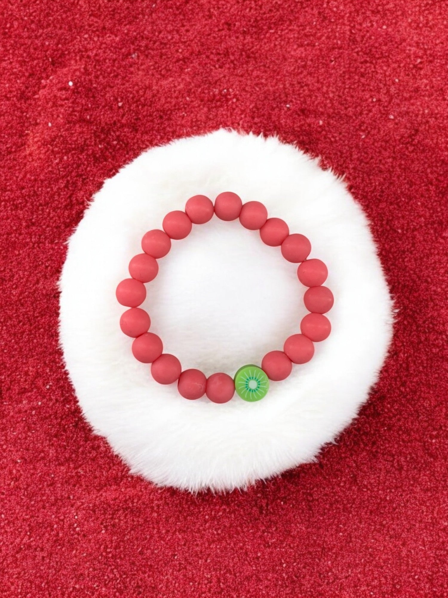 Bracelet enfant perles rose vif kiwi