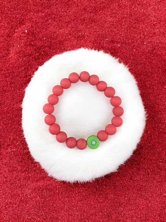 Bracelet enfant perles rose vif kiwi