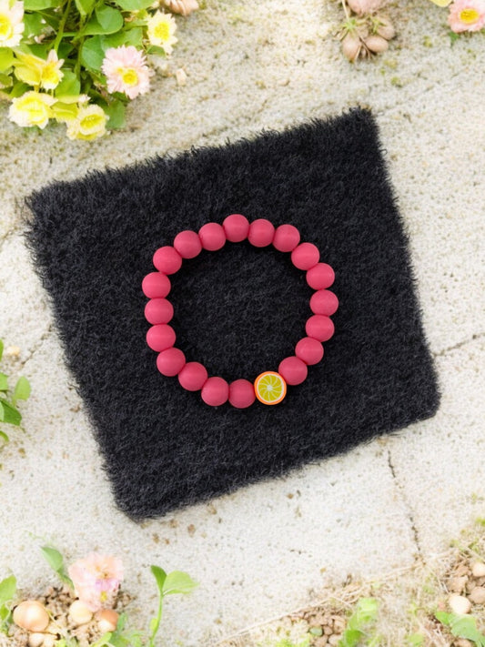 Bracelet enfant perles rose vif orange