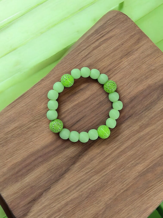 Bracelet enfant perles strassées vert