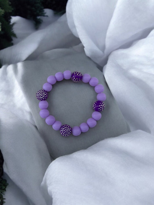 Bracelet enfant perles strassées violet