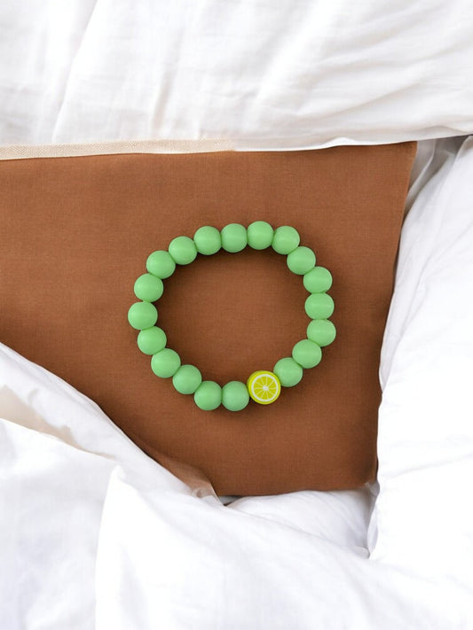 Bracelet enfant perles vert clair citron