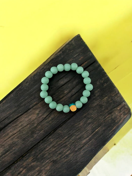 Bracelet enfant perles vert d'eau ananas