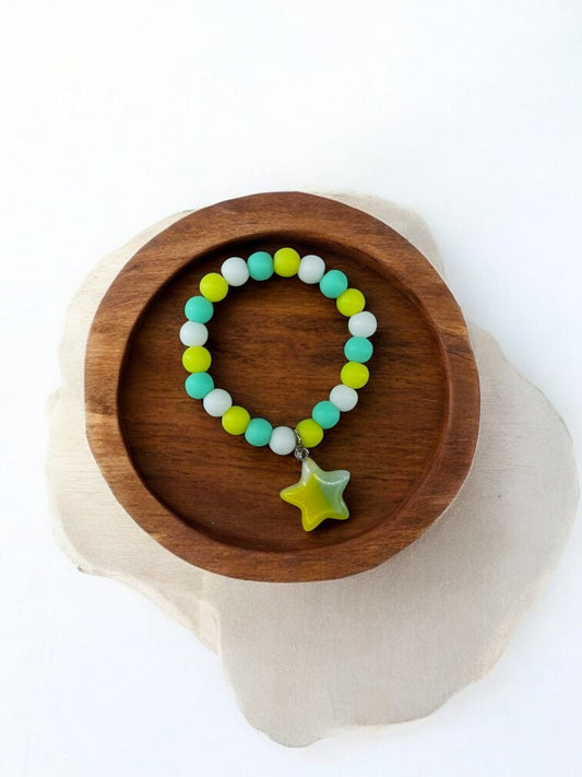 Bracelet enfant perles vert jaune
