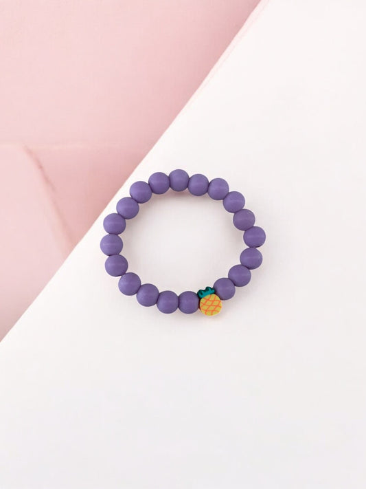 Bracelet enfant perles violet ananas