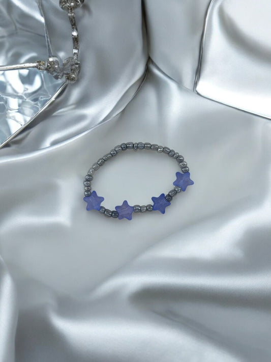 Bracelet enfant petites étoiles bleu foncé gris