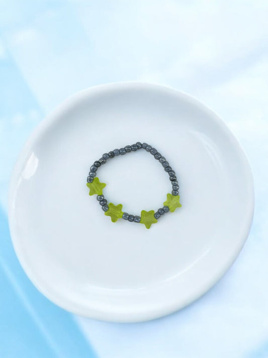 Bracelet enfant petites étoiles jaune fluo gris
