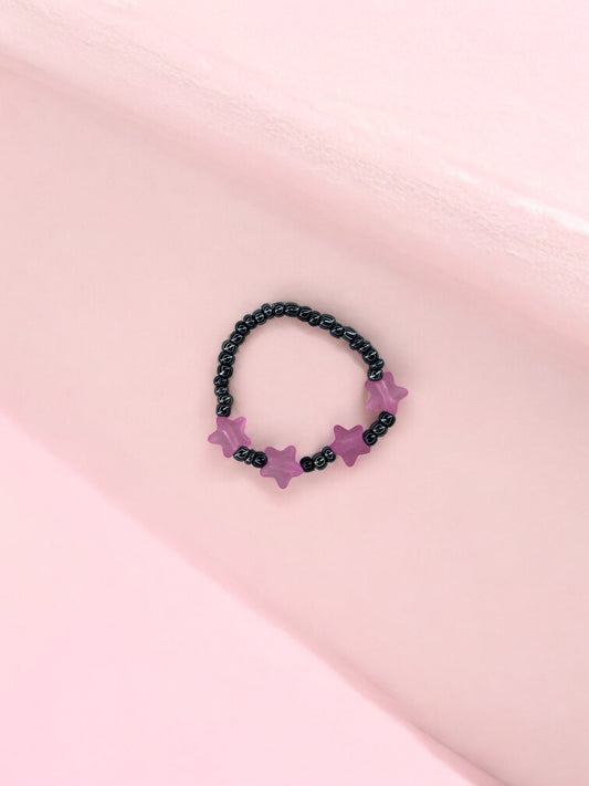 Bracelet enfant petites étoiles rose foncé noir brillant