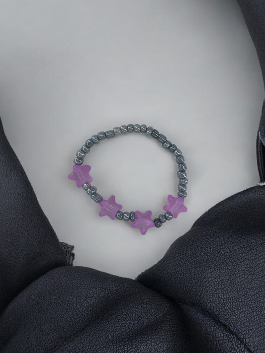 Bracelet enfant petites étoiles violet gris