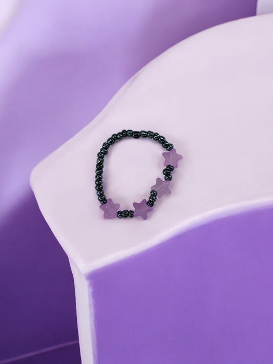 Bracelet enfant petites étoiles violet noir brillant