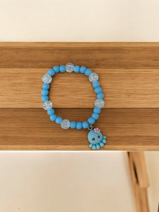 Bracelet enfant pieuvre bleu brillant