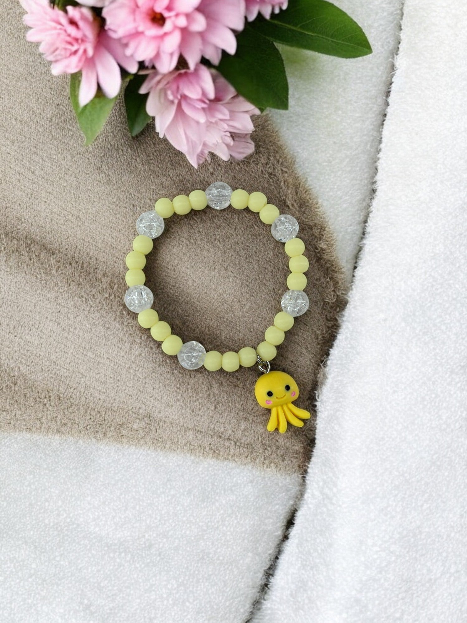 Bracelet enfant pieuvre jaune brillant