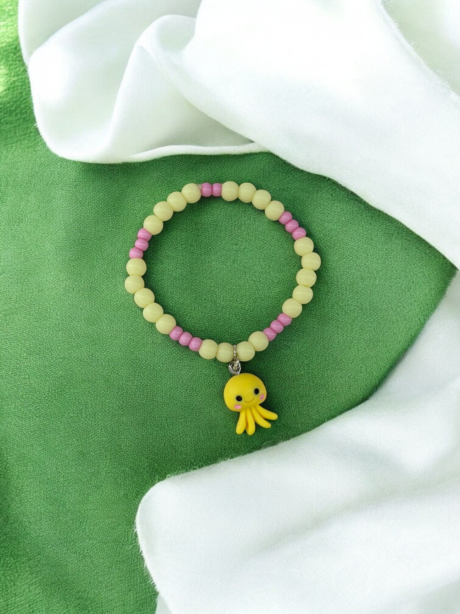 Bracelet enfant pieuvre jaune rose