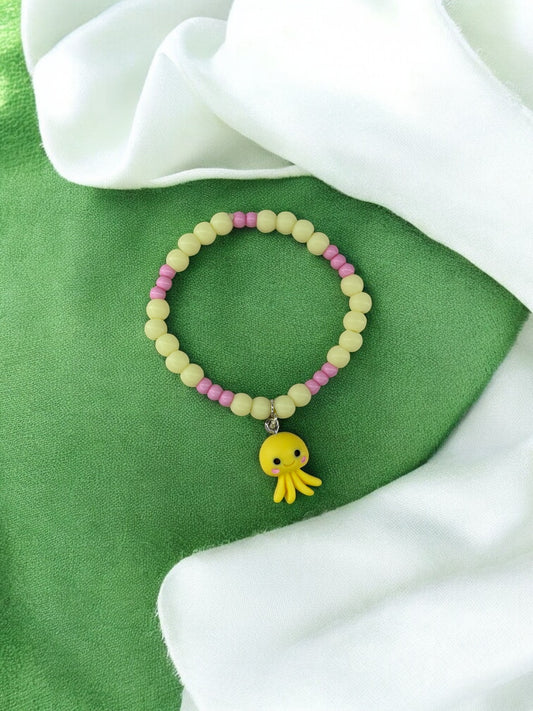 Bracelet enfant pieuvre jaune rose
