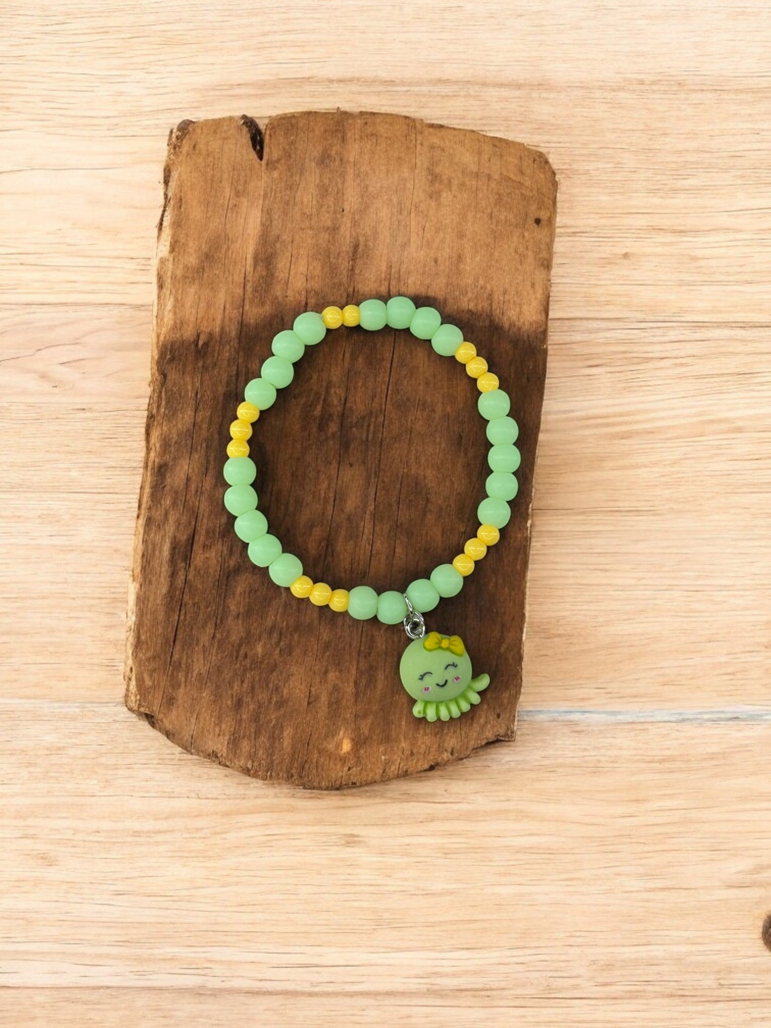 Bracelet enfant pieuvre vert jaune