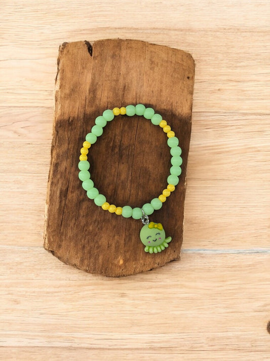Bracelet enfant pieuvre vert jaune