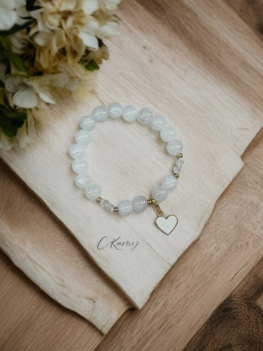 Bracelet enfant toupies & coeur blanc
