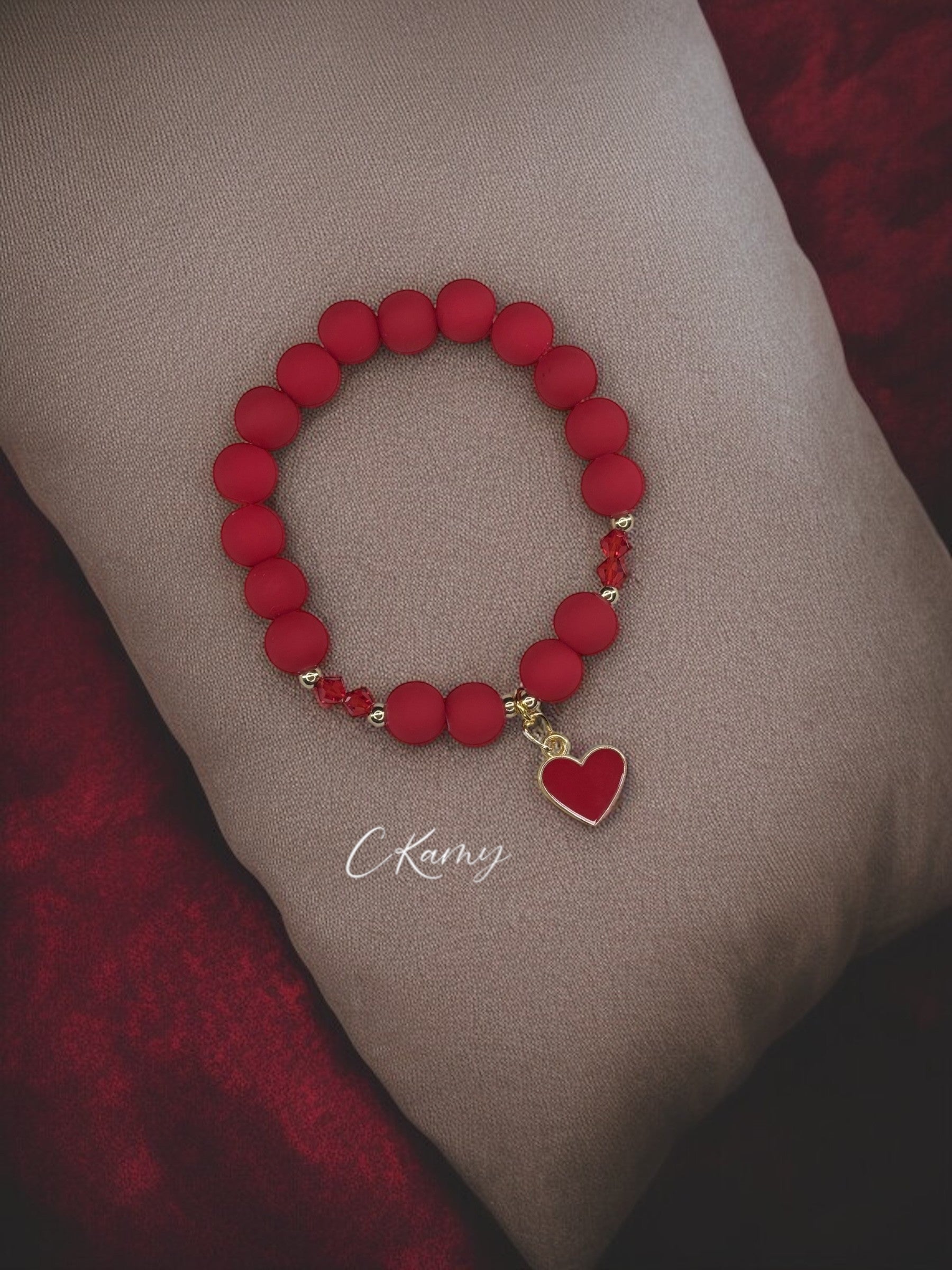 Bracelet enfant toupies & coeur rouge