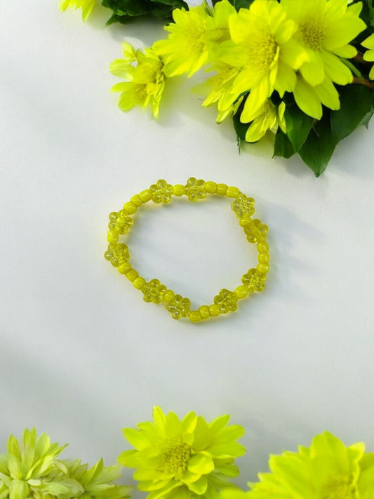 Bracelet enfant tour fleurs jaune
