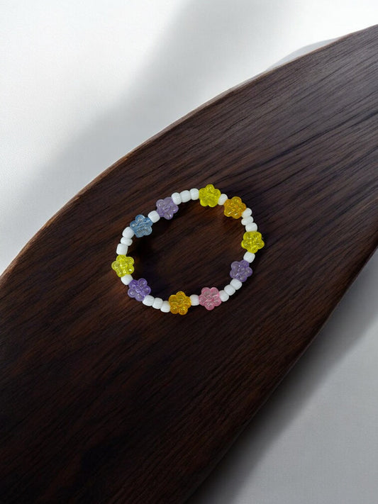 Bracelet enfant tour fleurs multicolore bleu