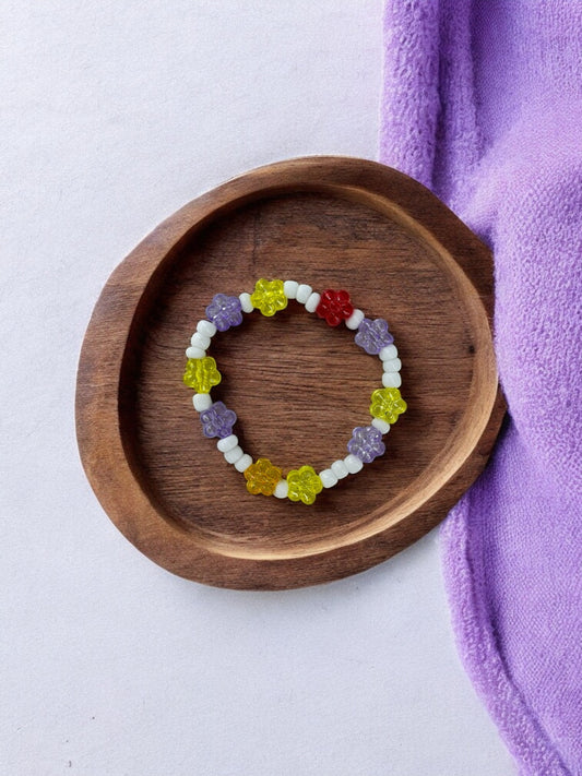 Bracelet enfant tour fleurs multicolore rouge