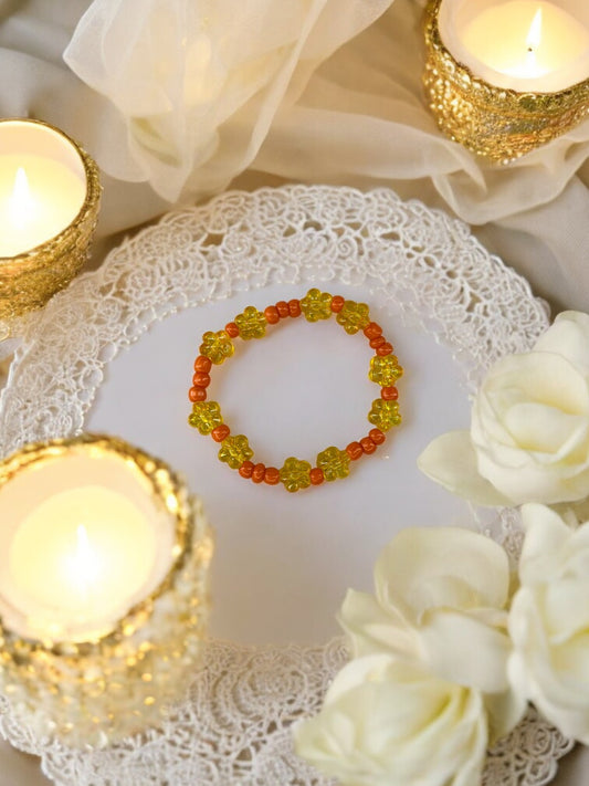 Bracelet enfant tour fleurs orange